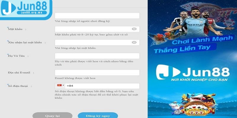 Đăng ký JUN88 thành công anh em thoải mái chơi game hàng ngày